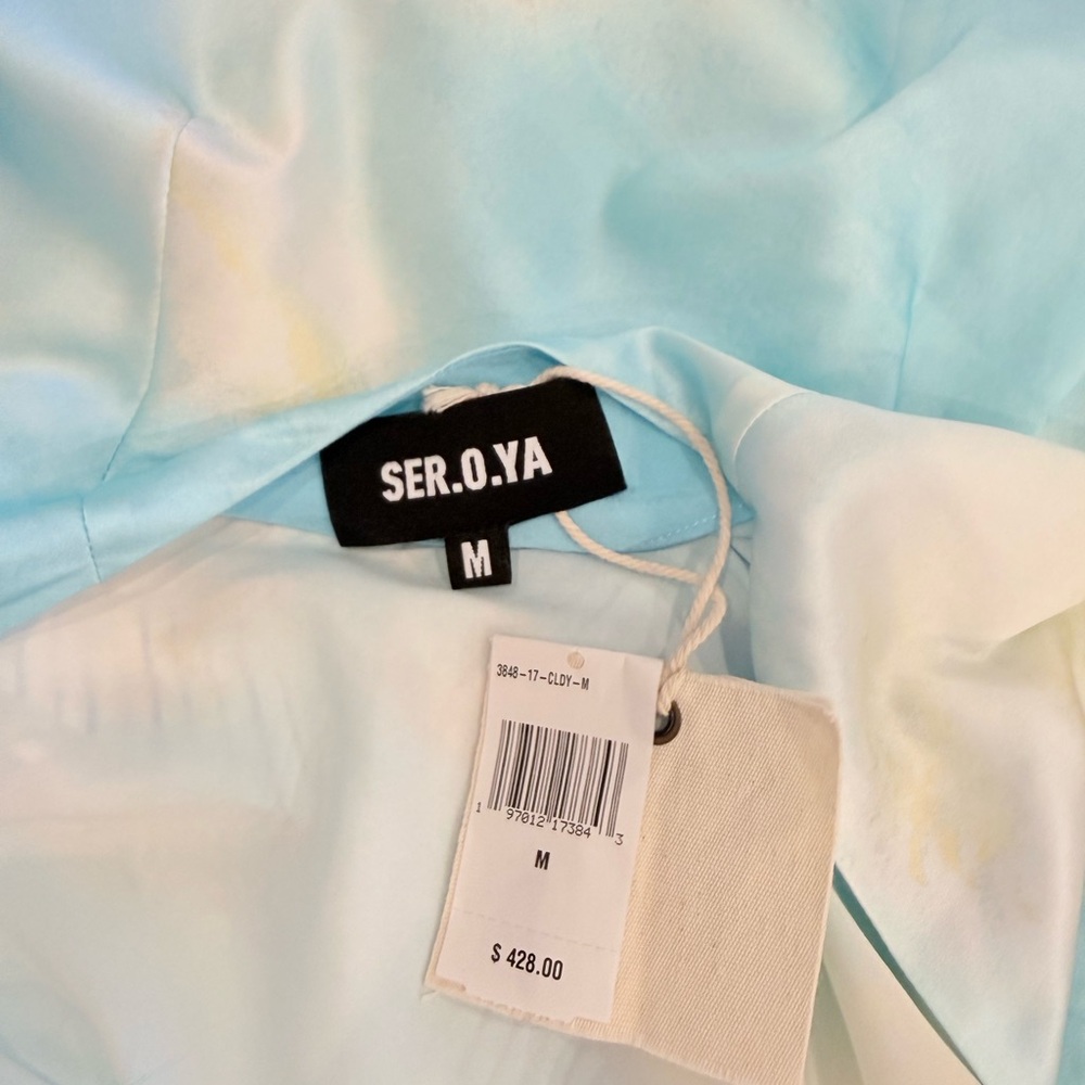 NWT SER.O.YA Helen 100% Silk Halter Mini Dress Cloud Tie Dye Size M - Picture 9 of 9